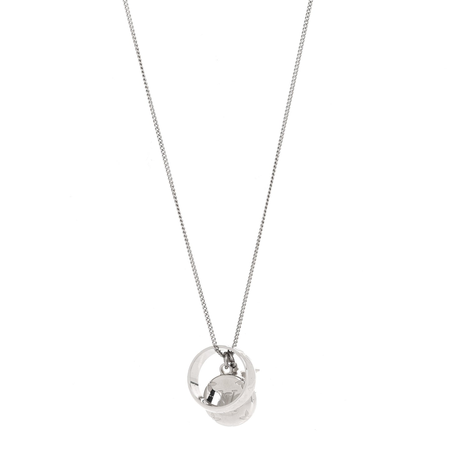 Zamac Palladium Monogram Charms Necklace Silver