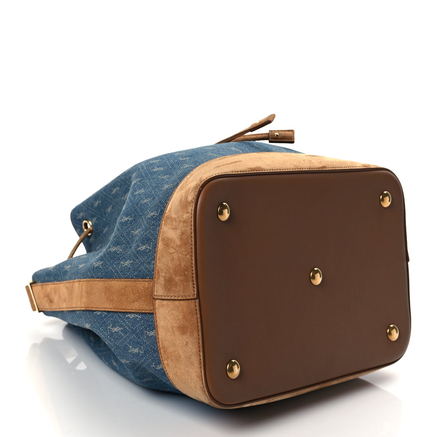 Suede All-Over Monogram Bucket Bag Denim
