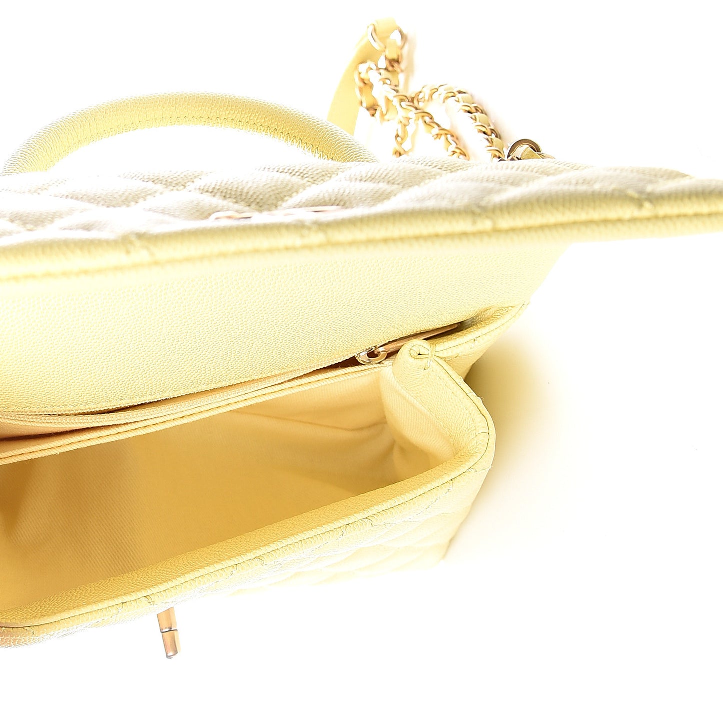 Caviar Quilted Mini Coco Handle Flap Yellow