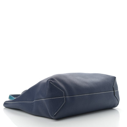 Hermes Taurillon Clemence Double Sens 36 Reversible Tote Bleu Sapphire Izmir 6 of 15
