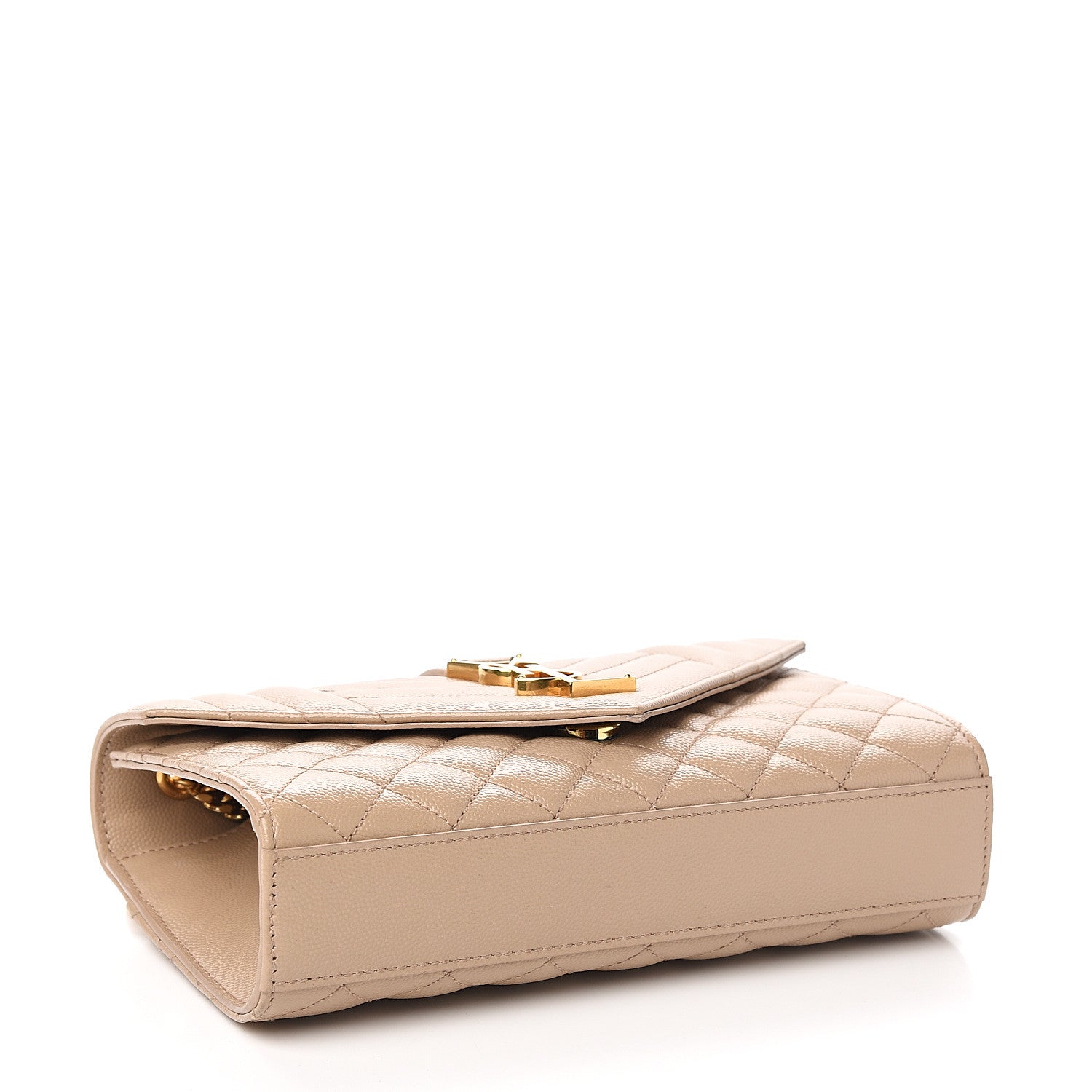 Saint Laurent Grain De Poudre Textured Mixed Matelasse Triquilt Small Monogram Satchel Dark Beige 3 of 9