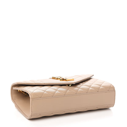 Saint Laurent Grain De Poudre Textured Mixed Matelasse Triquilt Small Monogram Satchel Dark Beige 3 of 9