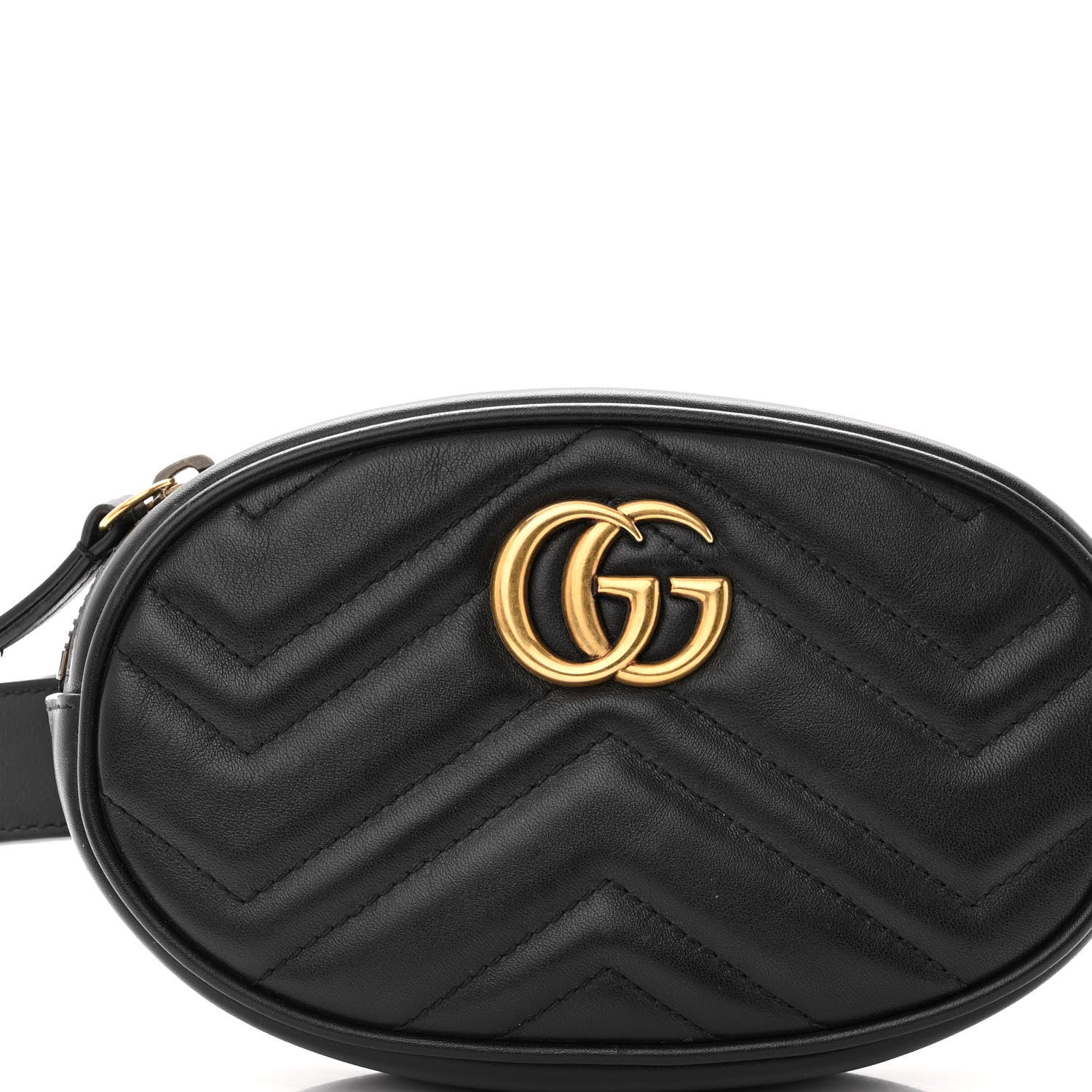 Gucci Calfskin Matelasse GG Marmont Belt Bag 85 34 Black 8 of 10