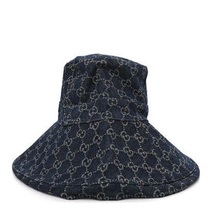 Gucci Eco Washed Denim GG Monogram Brim Hat L Blue 6 of 8