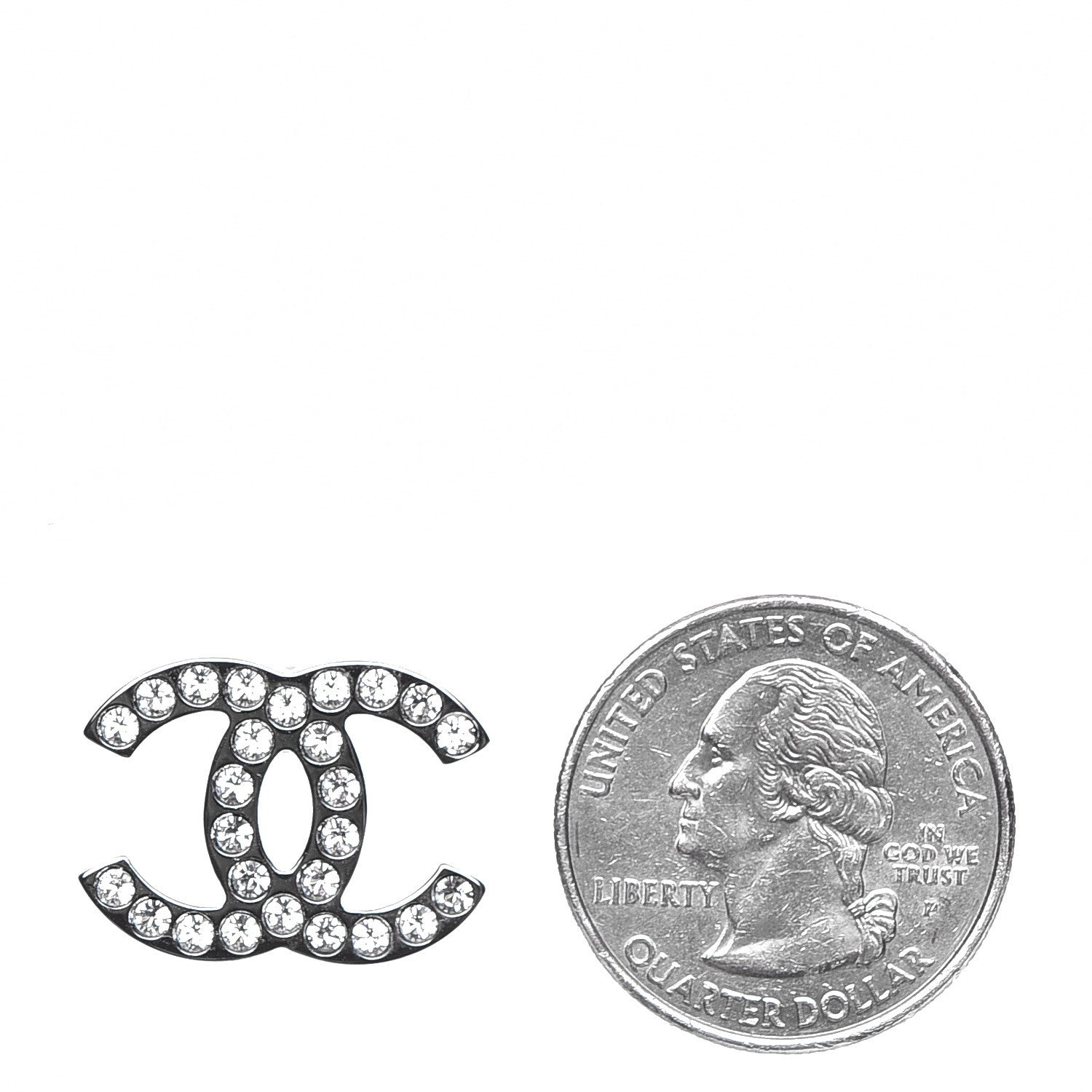 Chanel Crystal CC Earrings Silver 2 of 5
