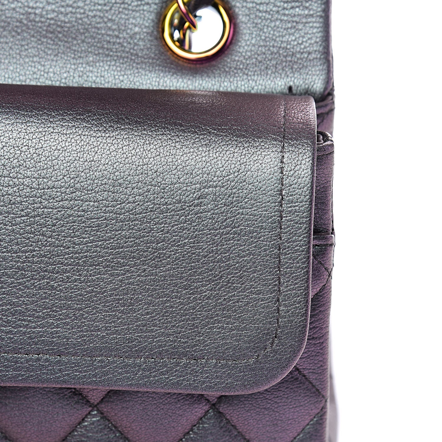 Chanel Iridescent Goatskin Quilted Medium Double Flap Purple 9 of 13