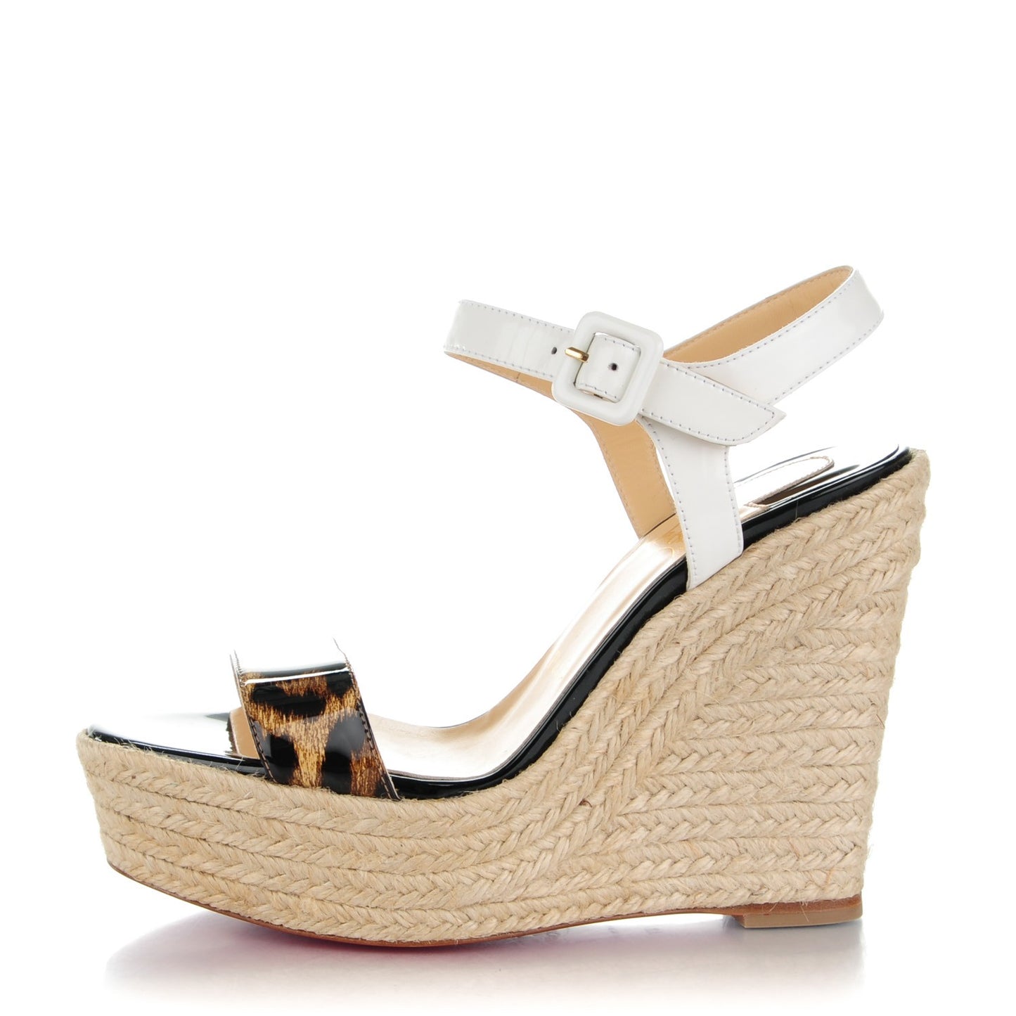 Patent Leopard Print Spachica 120 Wedge Sandals 37 Version Brown