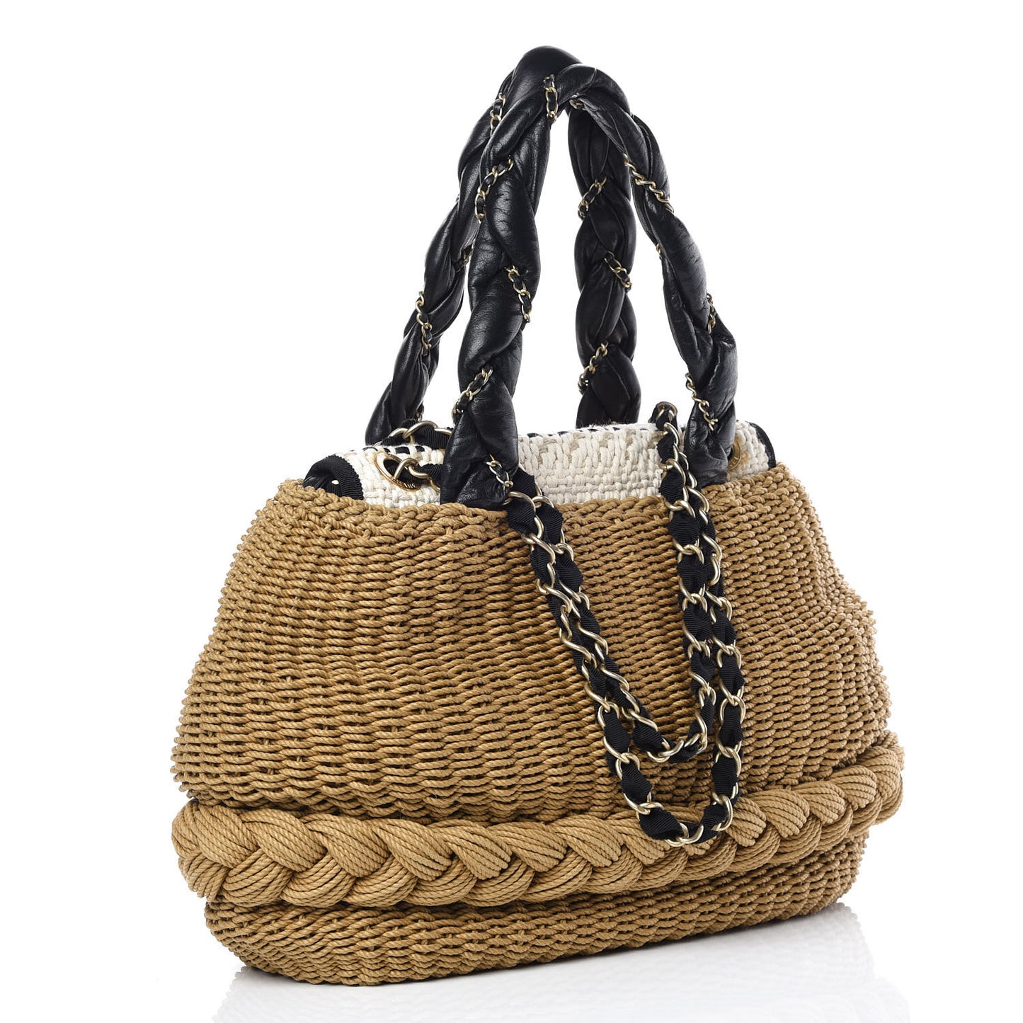 Woven Raffia Lambskin Coco Country Tote