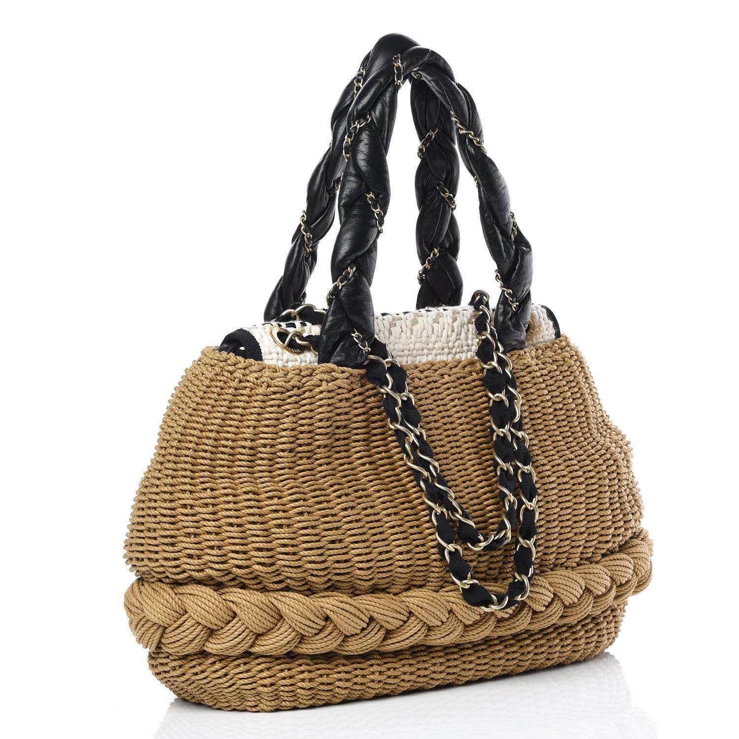 Chanel Woven Raffia Lambskin Coco Country Tote 3 of 15