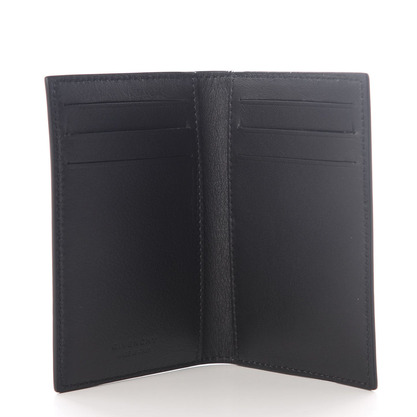 Calfskin Logo Folding Card Holder Black