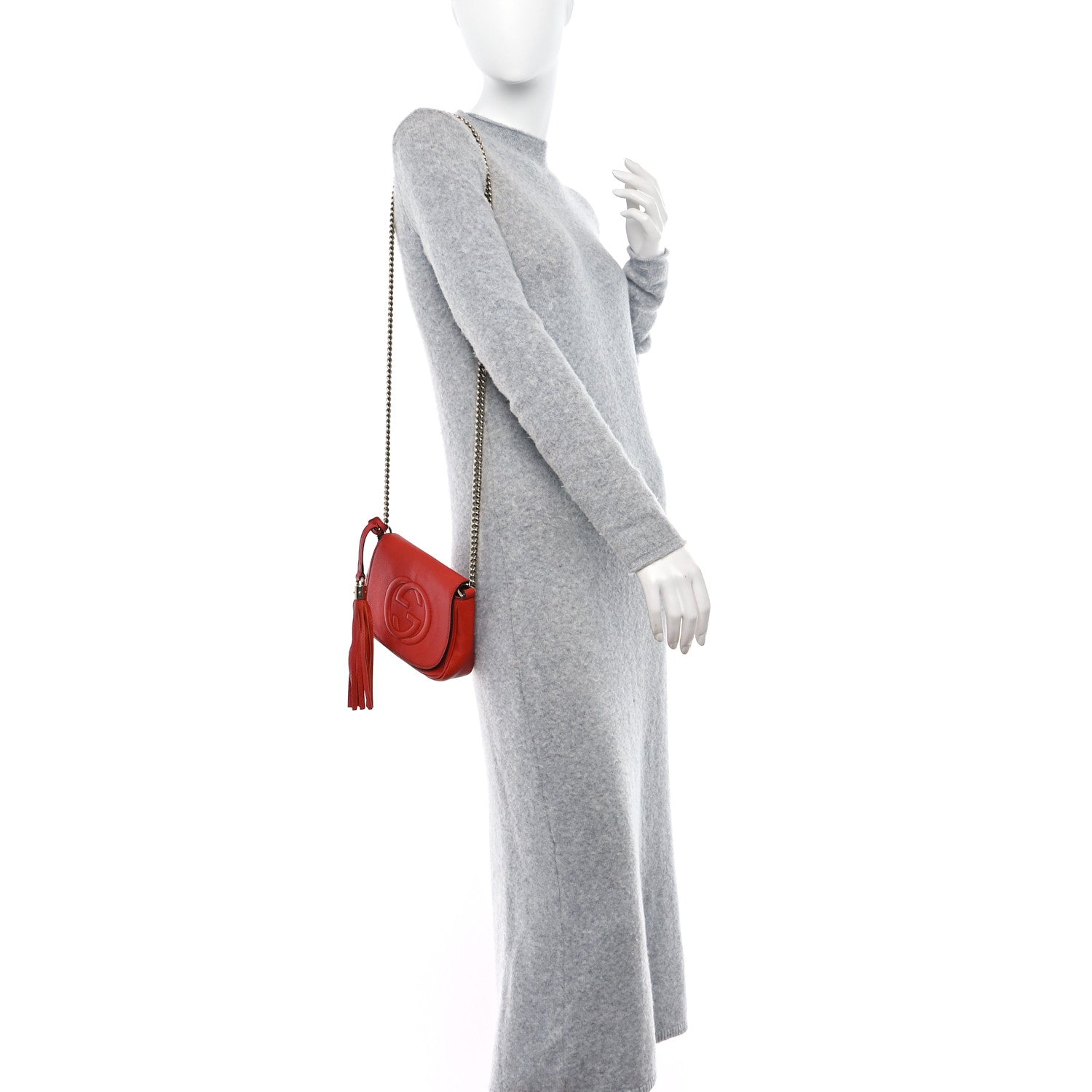 Gucci Pebbled Calfskin Small Soho Flap Crossbody Red 2 of 9