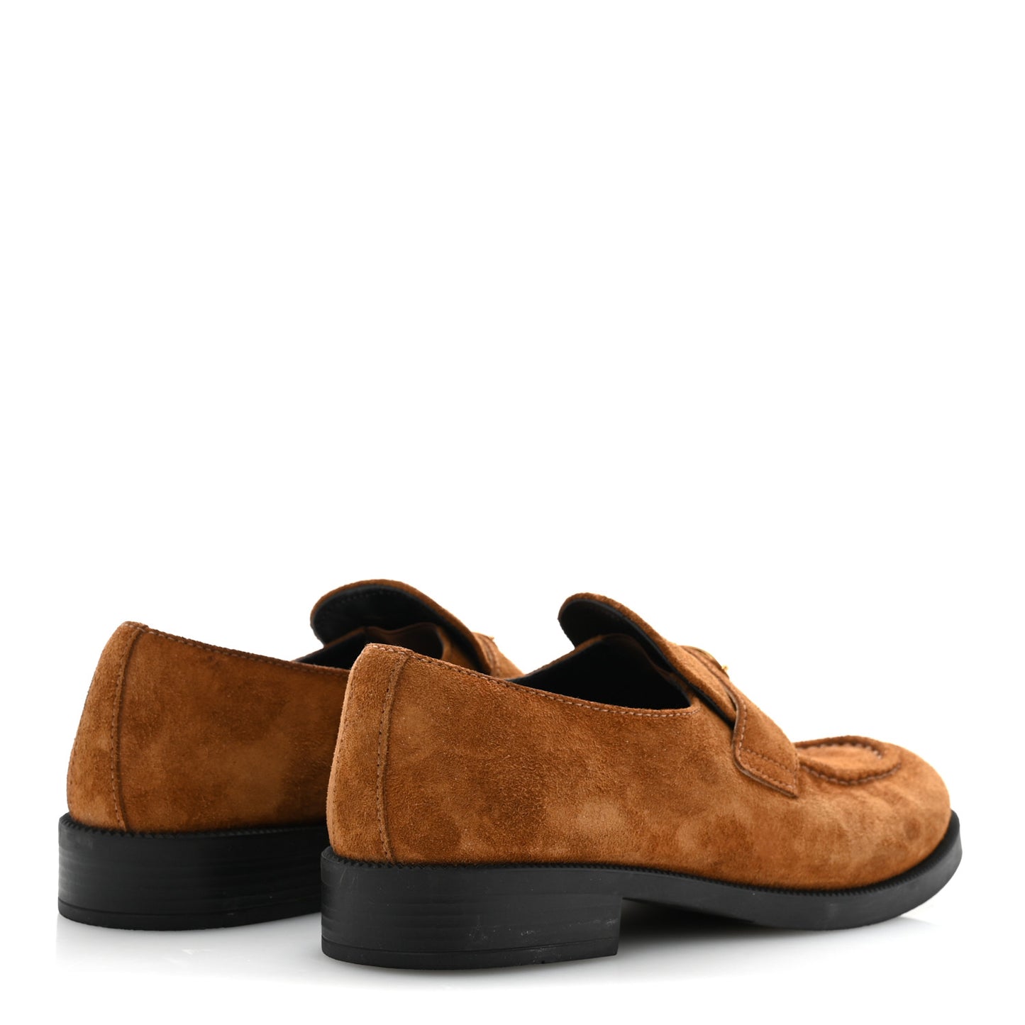 Suede Metal Triangle Logo 20mm Loafers 40 Light Brown