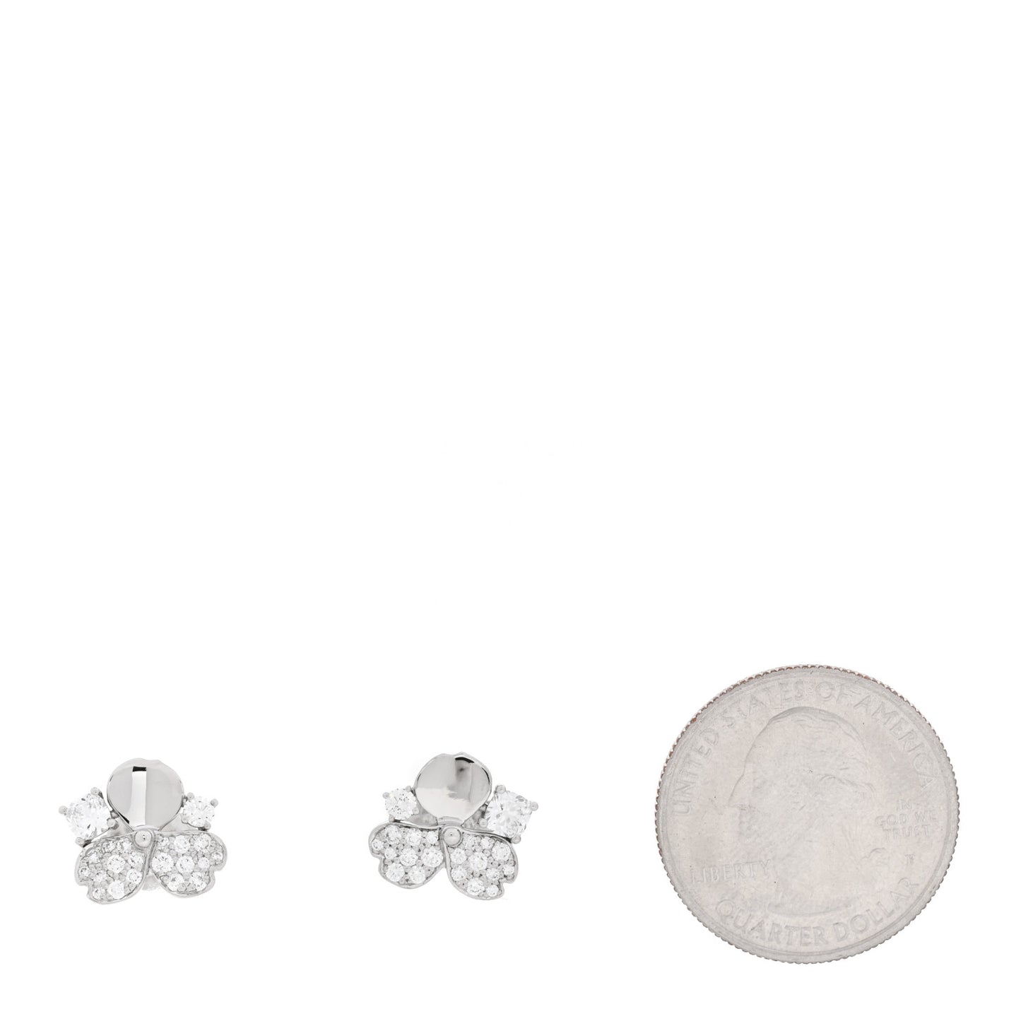 Platinum Diamond Paper Flowers Cluster Earrings
