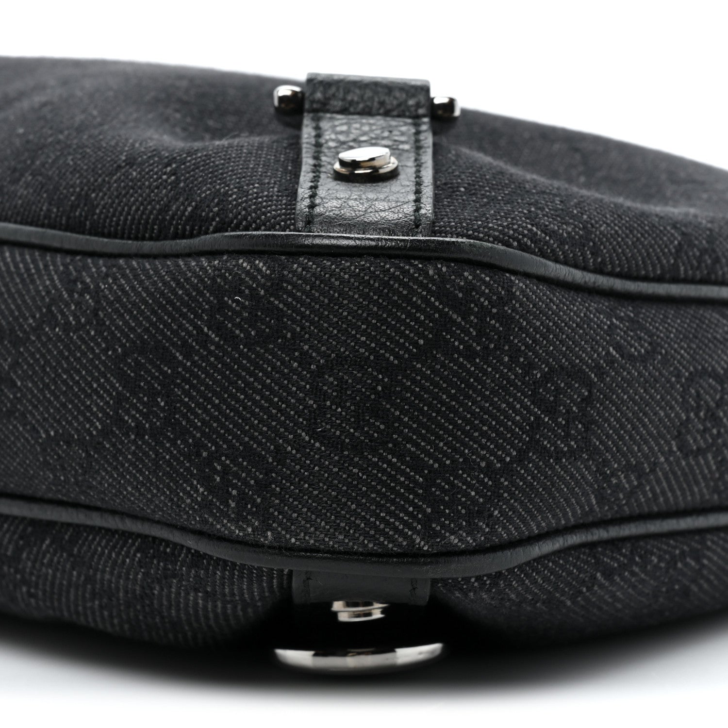Gucci Denim Monogram Abbey D Ring Hobo Black 8 of 13