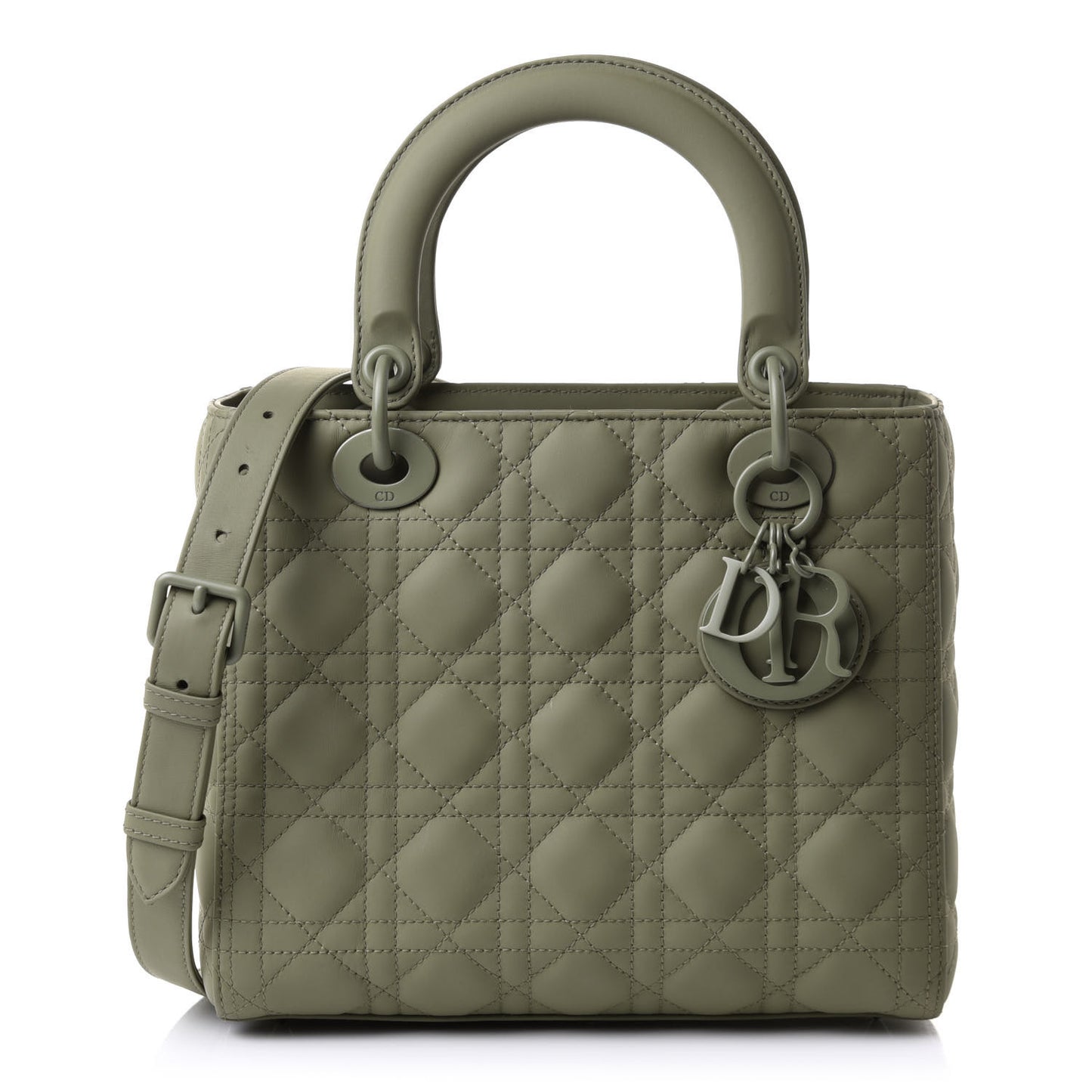 Ultra Matte Calfskin Cannage Medium Lady Dior Green