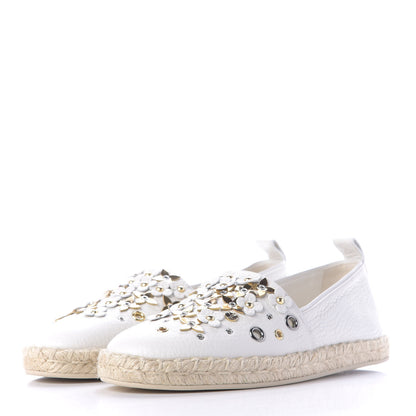 Louis Vuitton Calfskin Tropical Bloom Espadrille Flat 37.5 White 3 of 11
