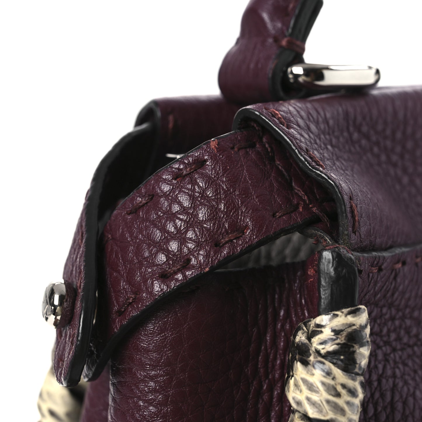 Cuoio Romano Elaphe Selleria Lace Up Bi-Color Medium Peekaboo Iconic Satchel Bordeaux Grigio Polvere Natural