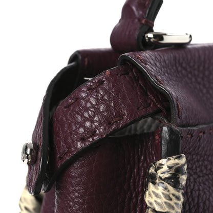 Fendi Cuoio Romano Elaphe Selleria Lace Up Bi-Color Medium Peekaboo Iconic Satchel Bordeaux Grigio Polvere Natural 11 of 12