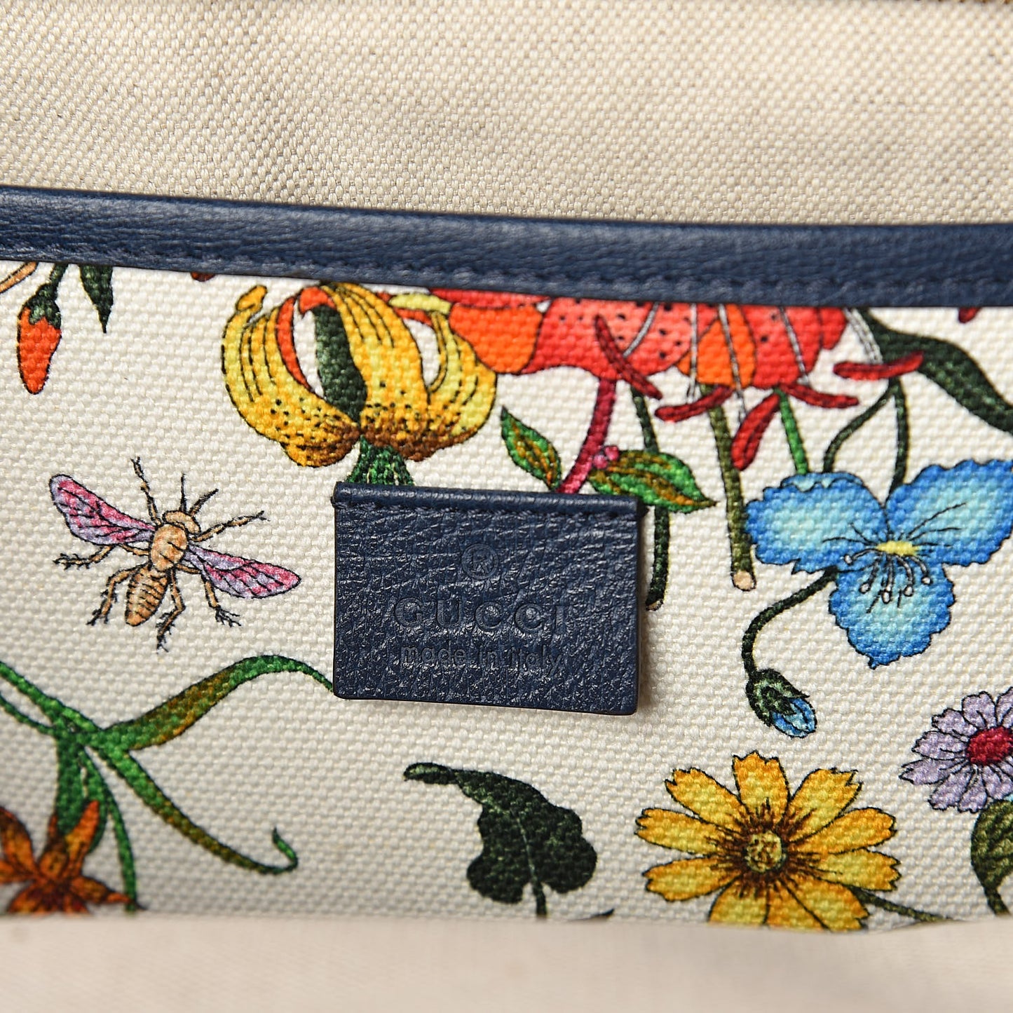 Canvas Large Flora Tote Navy Multicolor