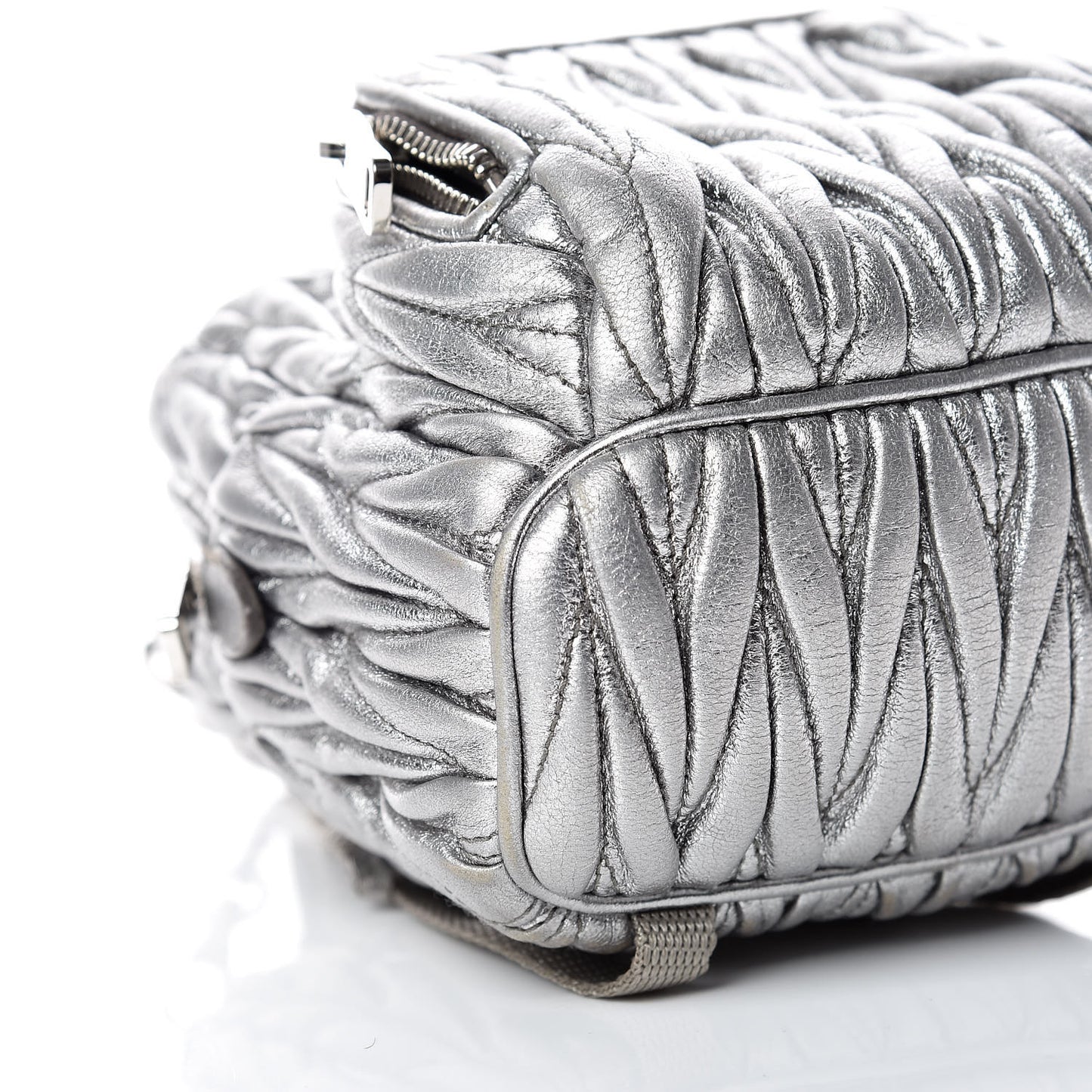 Metallic Nappa Matelasse Lux Mini Backpack Cromo