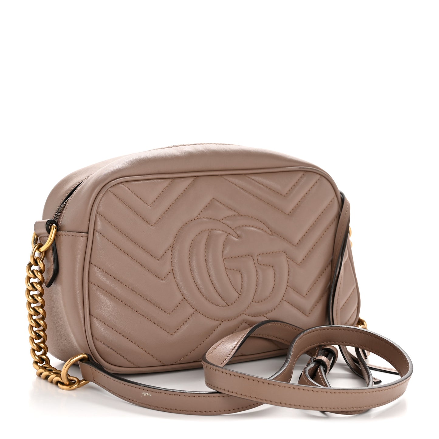 Calfskin Matelasse Small GG Marmont Chain Shoulder Bag Porcelain Rose