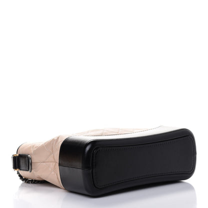 Chanel Aged Calfskin Quilted Medium Gabrielle Hobo Beige Black 3 of 4