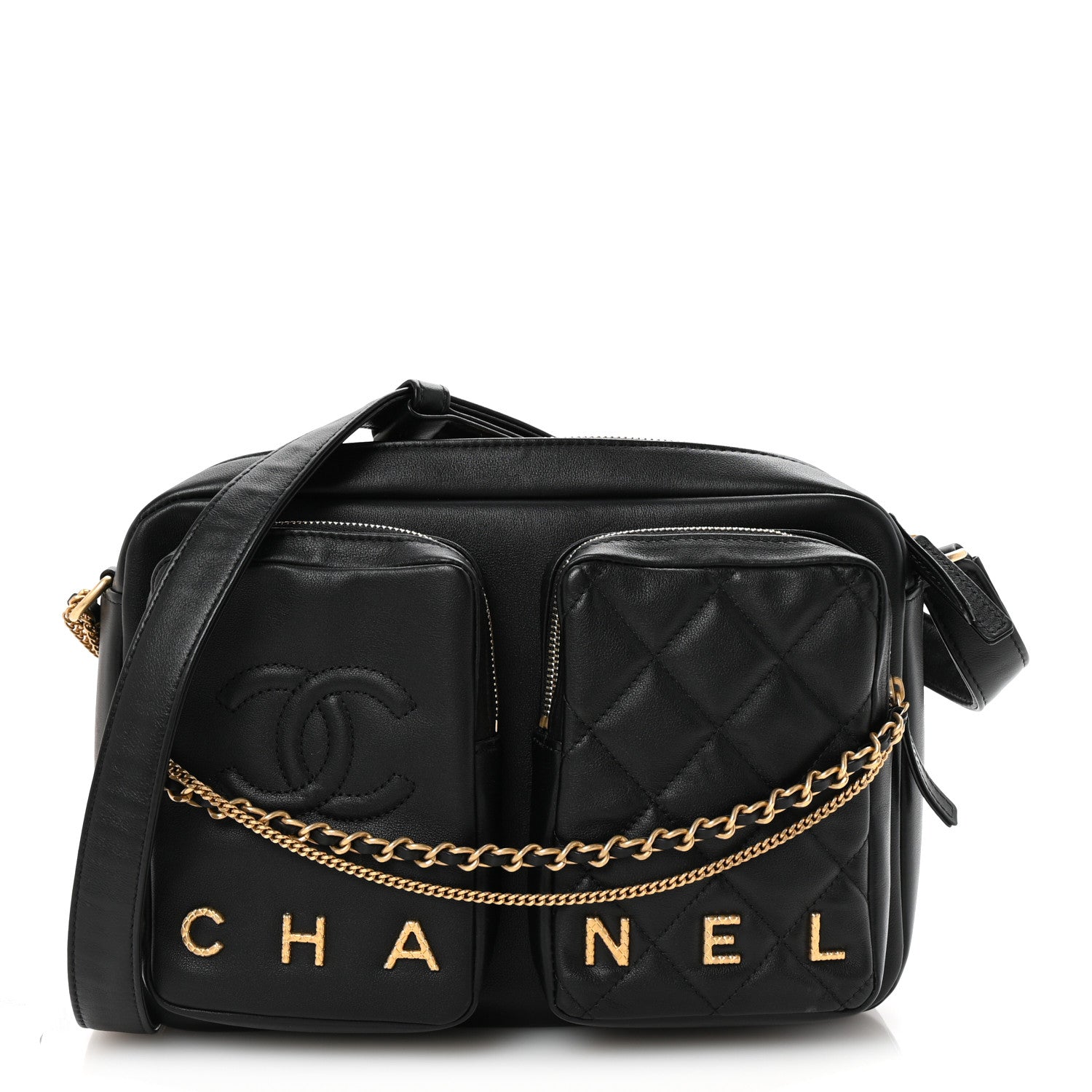 Chanel Calfskin Quilted Large Camera Case Black 1 of 10