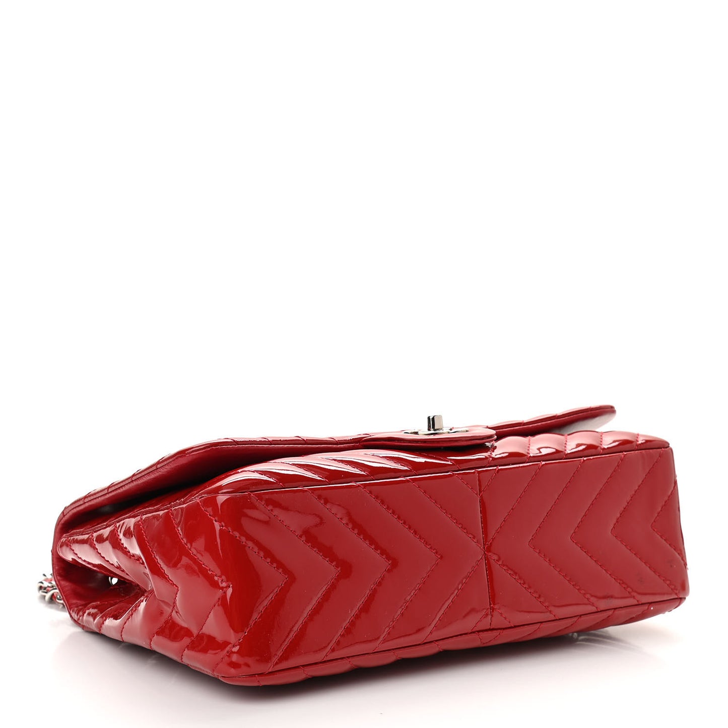 Patent Chevron Quilted Jumbo Single Flap Red