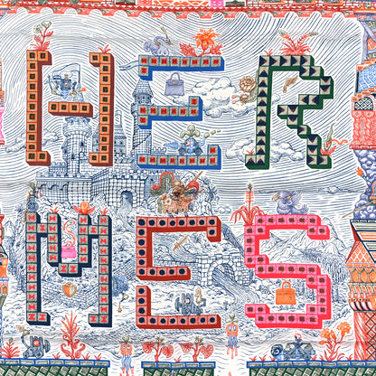 Hermes Silk Super Silk Quest Scarf 90 Bleu Roy Rose Multicolor 2 of 3