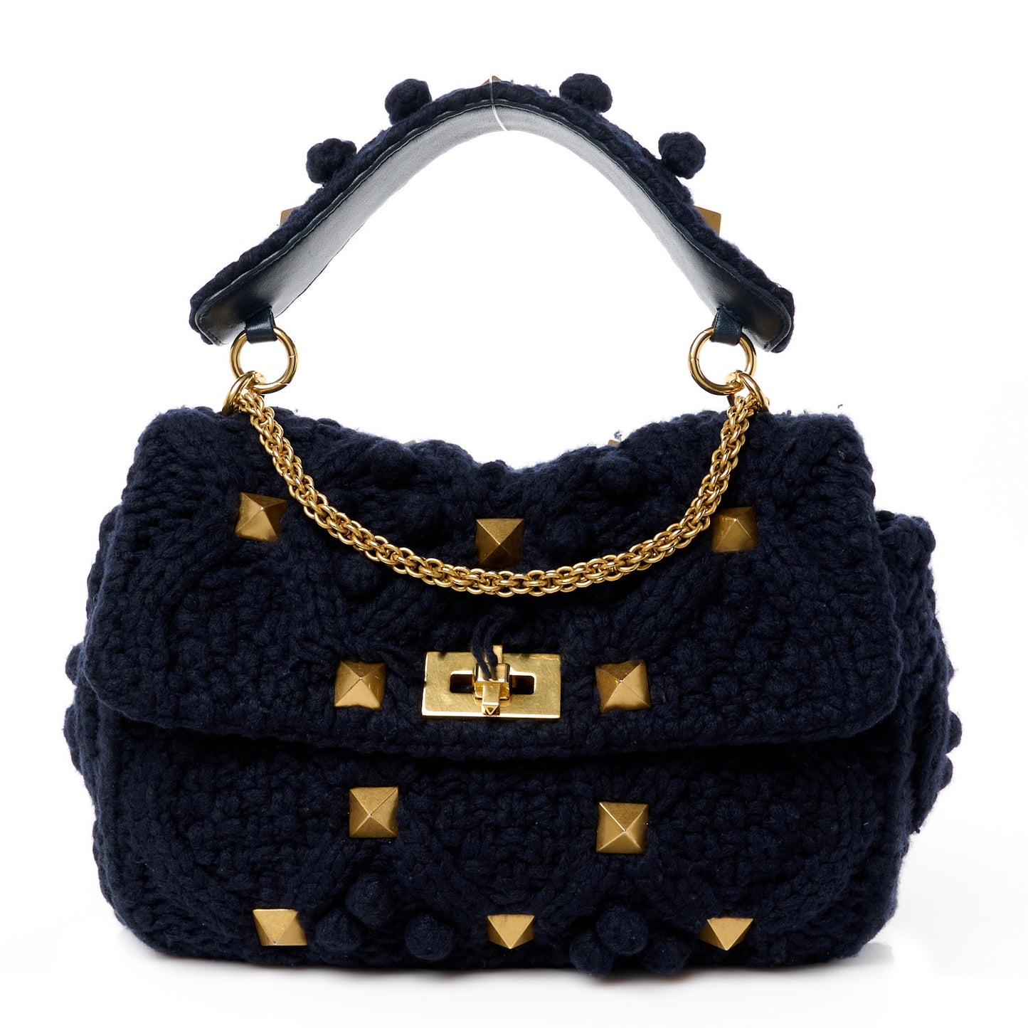 Cashmere Medium Roman Stud Shoulder Bag Marine