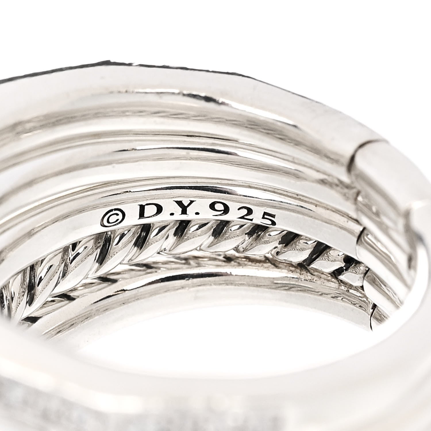 David Yurman Sterling Silver Diamond Hampton Blue Topaz 15mm Stax Five-Row Ring 49 4.75 4 of 4
