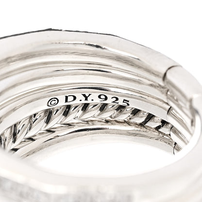 David Yurman Sterling Silver Diamond Hampton Blue Topaz 15mm Stax Five-Row Ring 49 4.75 4 of 4