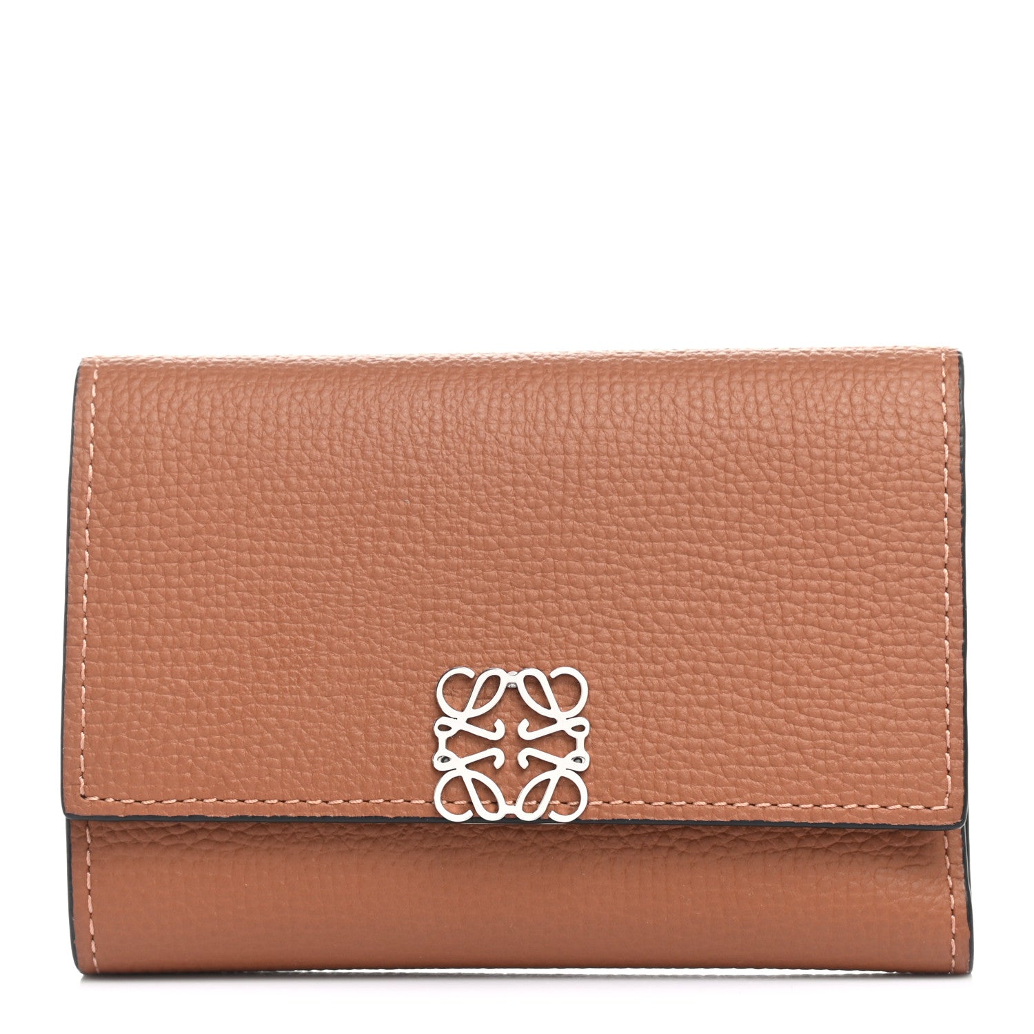 Loewe Pebble Grain Calfskin Anagram Small Vertical Wallet Tan 1 of 11