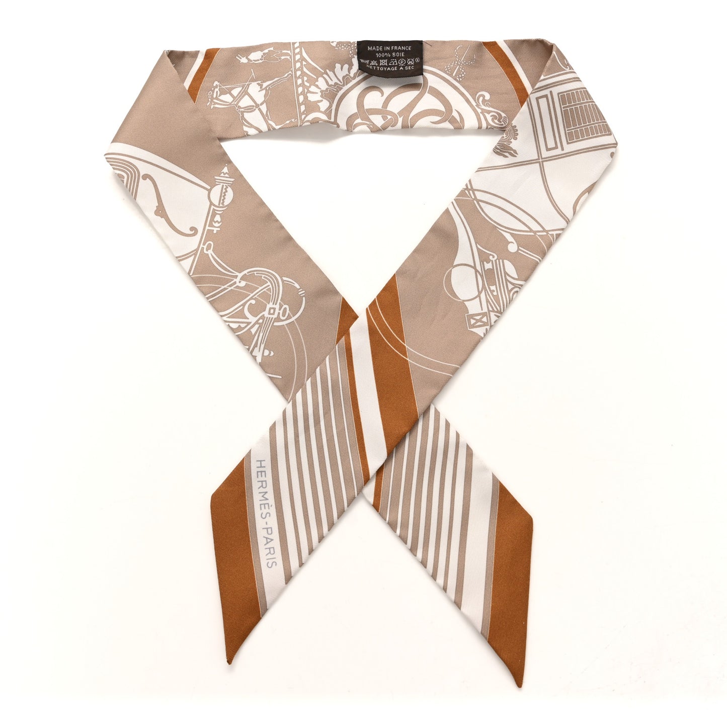 Silk Ex-Libris Twilly Beige White Caramel
