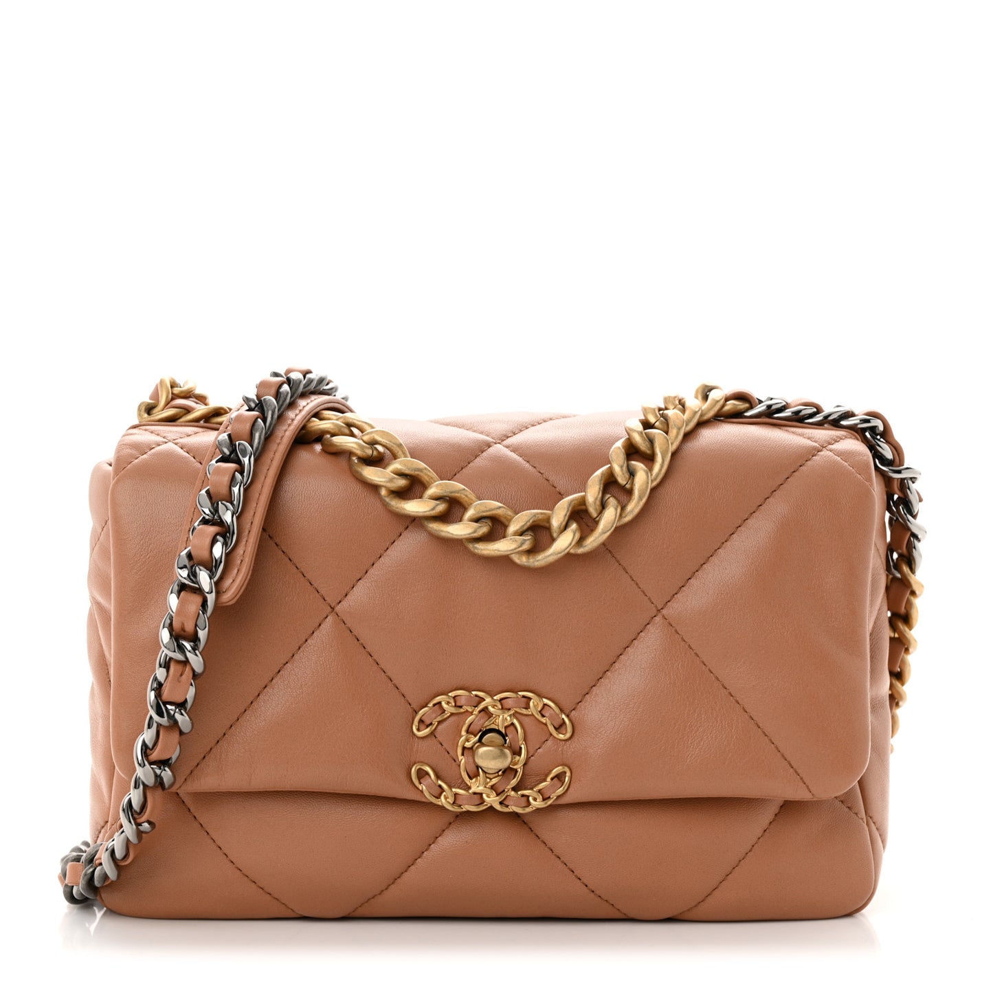 Lambskin Quilted Medium Chanel 19 Flap Brown