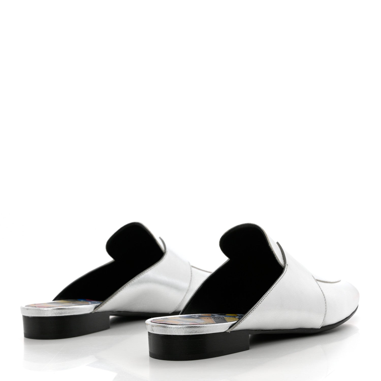 Hermes Metallic Goatskin Rivoli Mules 36 Gris Argente 4 of 9