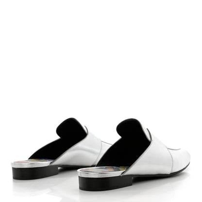 Hermes Metallic Goatskin Rivoli Mules 36 Gris Argente 4 of 9