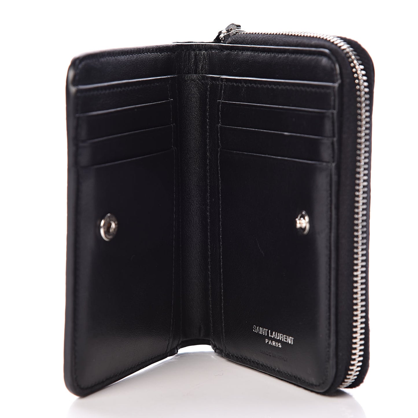 Calfskin Crocodile Embossed Monogram Compact Wallet Black