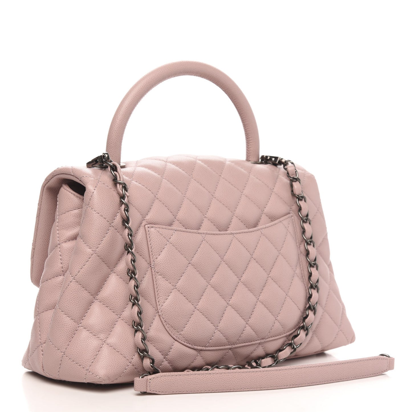 Caviar Quilted Small Coco Handle Flap Light Pink