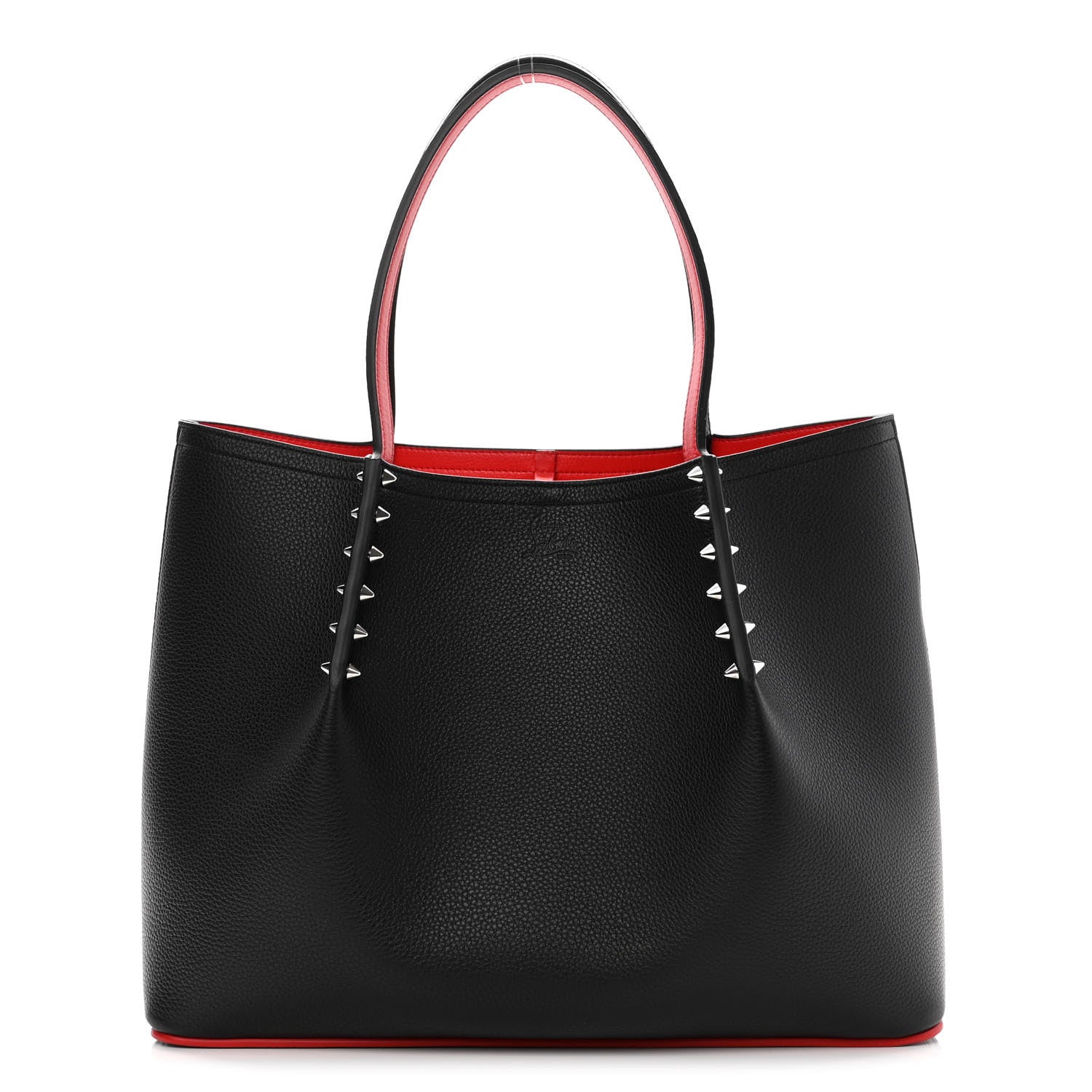 Christian Louboutin Calfskin Spiked Large Cabarock Shopper Tote Black 1 of 10
