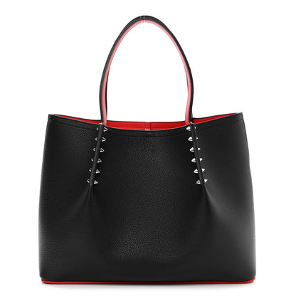 Christian Louboutin Calfskin Spiked Large Cabarock Shopper Tote Black 1 of 10