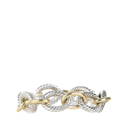 David Yurman Sterling Silver 18K Yellow Gold 17mm Extra Large Oval Link Bracelet 1 of 6