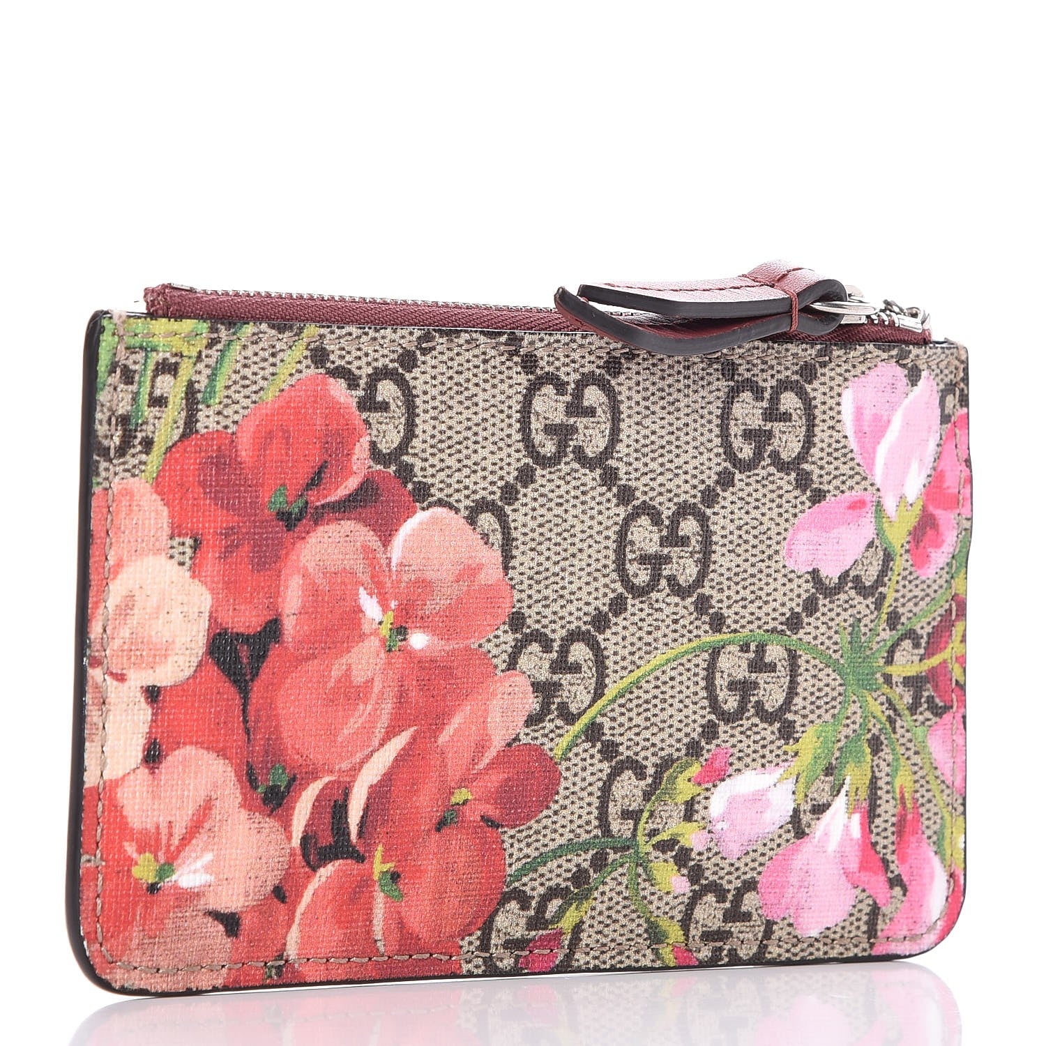 Gucci GG Supreme Monogram Blooms Key Ring Coin Case Beige Multicolor Dry Rose 3 of 6