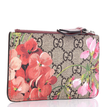 Gucci GG Supreme Monogram Blooms Key Ring Coin Case Beige Multicolor Dry Rose 3 of 6