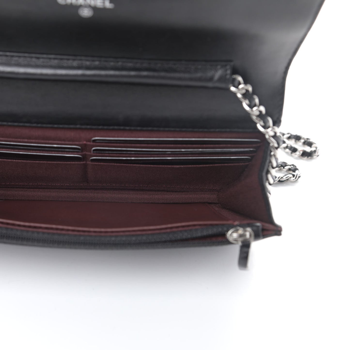 Lambskin Quilted Wallet On Chain WOC Black