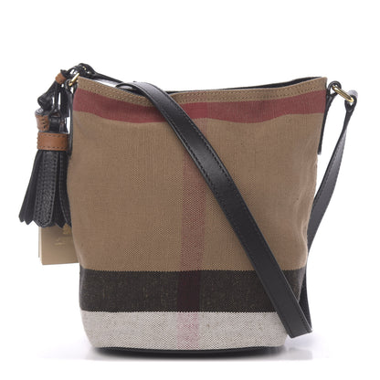 Burberry Canvas Mega Check Mini Ashby Tassel Crossbody Black 1 of 10