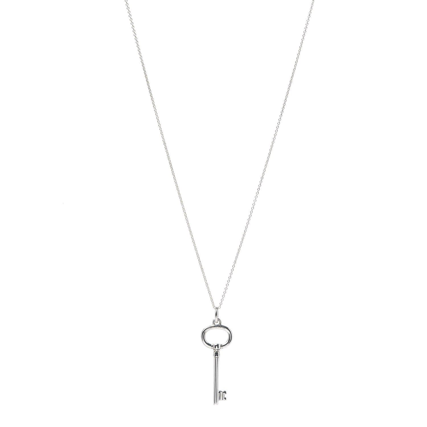 Tiffany Sterling Silver Oval Key Pendant Necklace 1 of 6