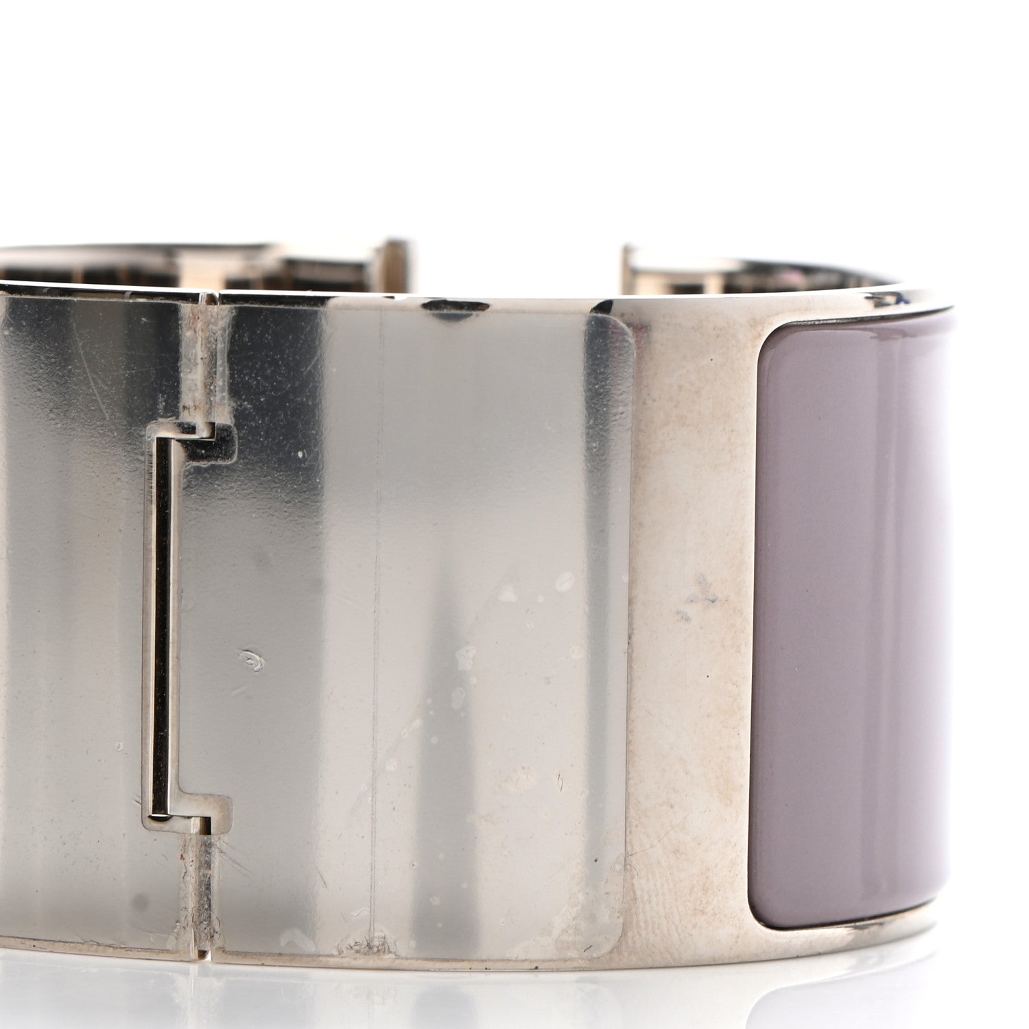 Hermes Enamel Extra Wide Clic Clac H Bracelet PM Parme White 6 of 12