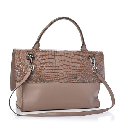 Givenchy Calfskin Crocodile Embossed Medium Shark Lock Satchel Sand 3 of 12