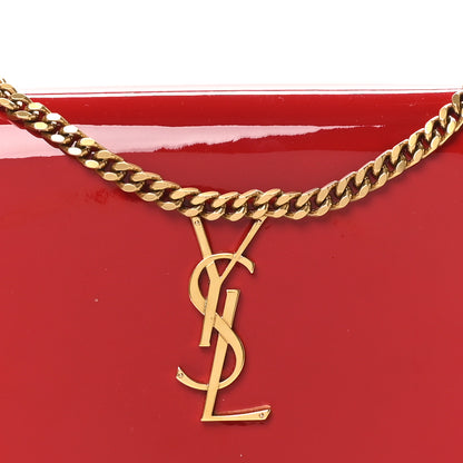 Saint Laurent Patent Calfskin Monogram Kate Wallet On Chain Rouge Eros 7 of 11